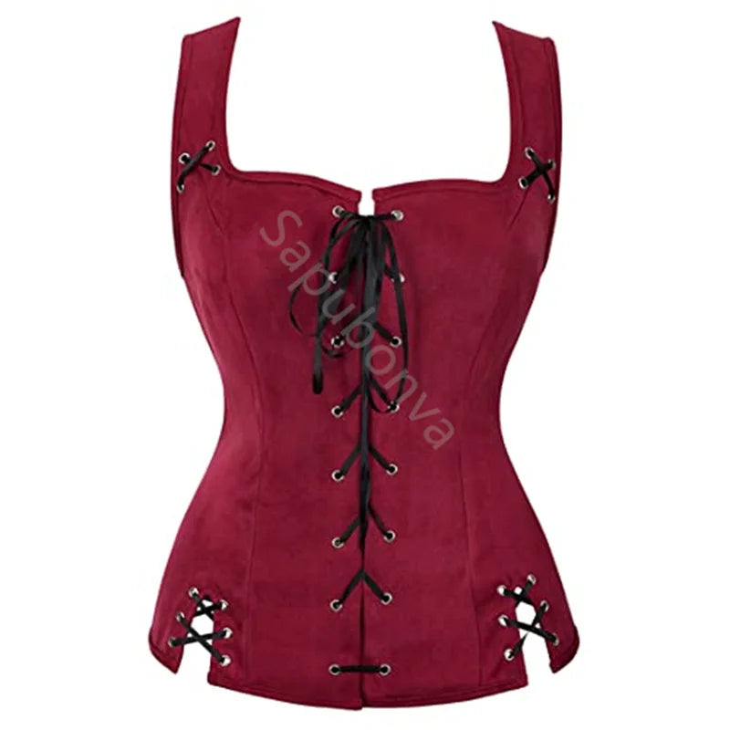 Sapubonva Pirate Renaissance Costumes for Women Steampunk Pirate Vest Viking Costume Bodice Vest Medieval Corset Halloween