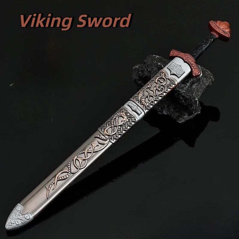 22cm/8.66in Game Peripherals Viking Sword Metal with Sheath Medieval Sword Model Toys Crafts Collectible Ornaments Gifts for Boy