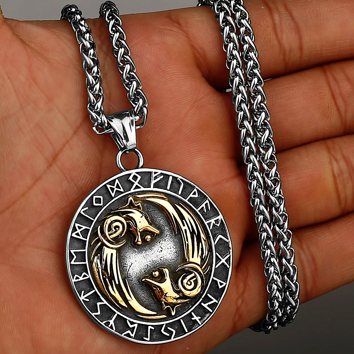 Viking Style Various Wolf Head Runes Original Stainless Steel Material Unisex Necklace Pendant Birthday Gift Factory Wholesale