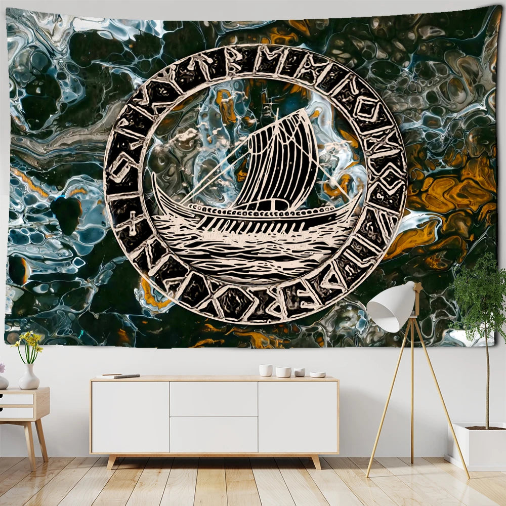 Viking Retro Mysterious Raven Tapestry Wall Hanging Boho Hippie Tarot Witchcraft Living Room Bedroom Home Decor
