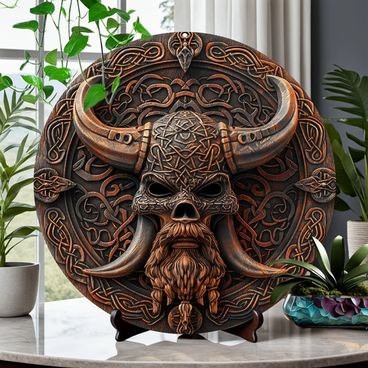Viking Warrior Mask 8X8" Aluminum Wall Art - Durable & Uv Protected, Perfect For Home, Garage, Cafe Decor | Easy To Hang