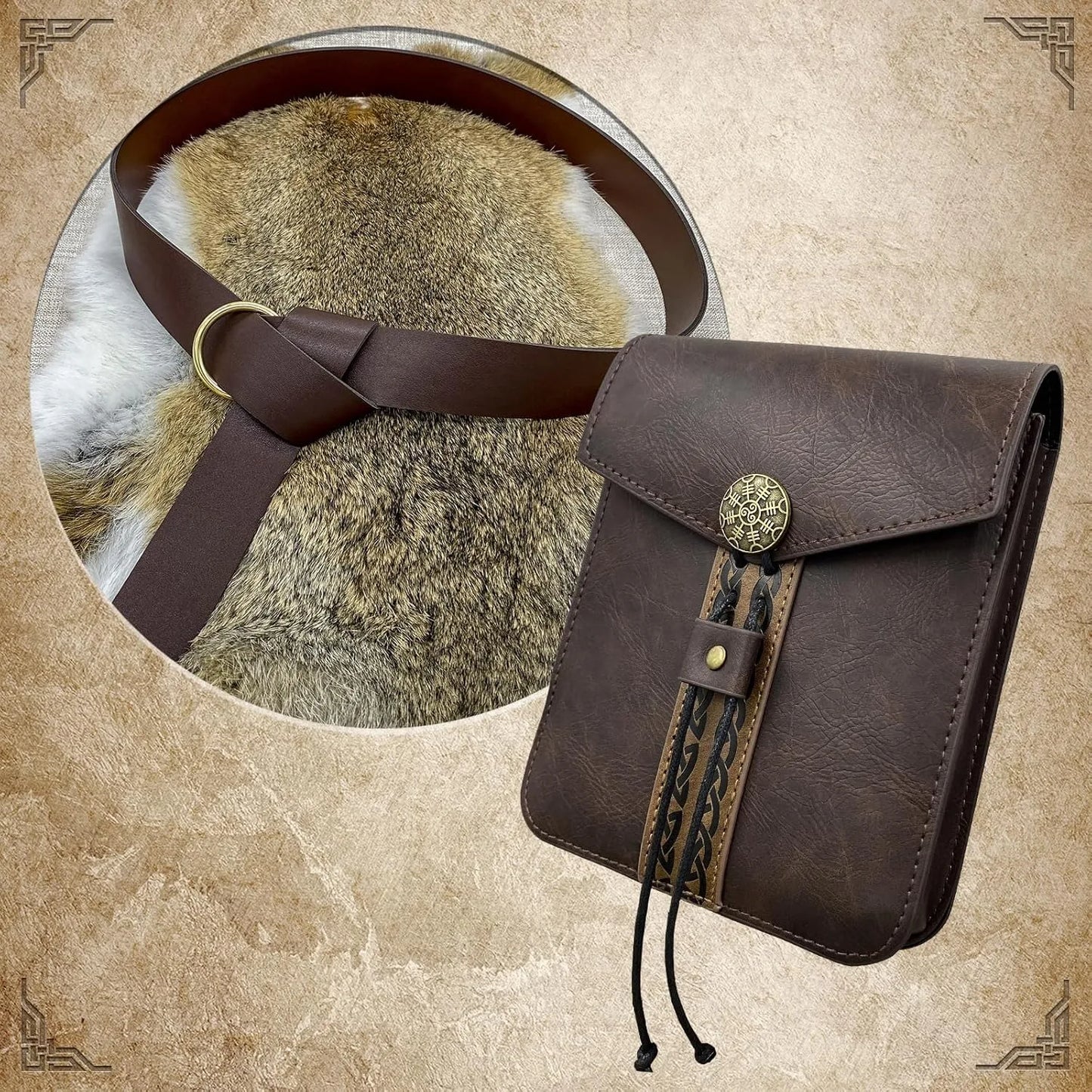 2pcs Medieval Viking Style Belt And Purse Perfect For LARP Renaissance Faire Halloween And Renaissance