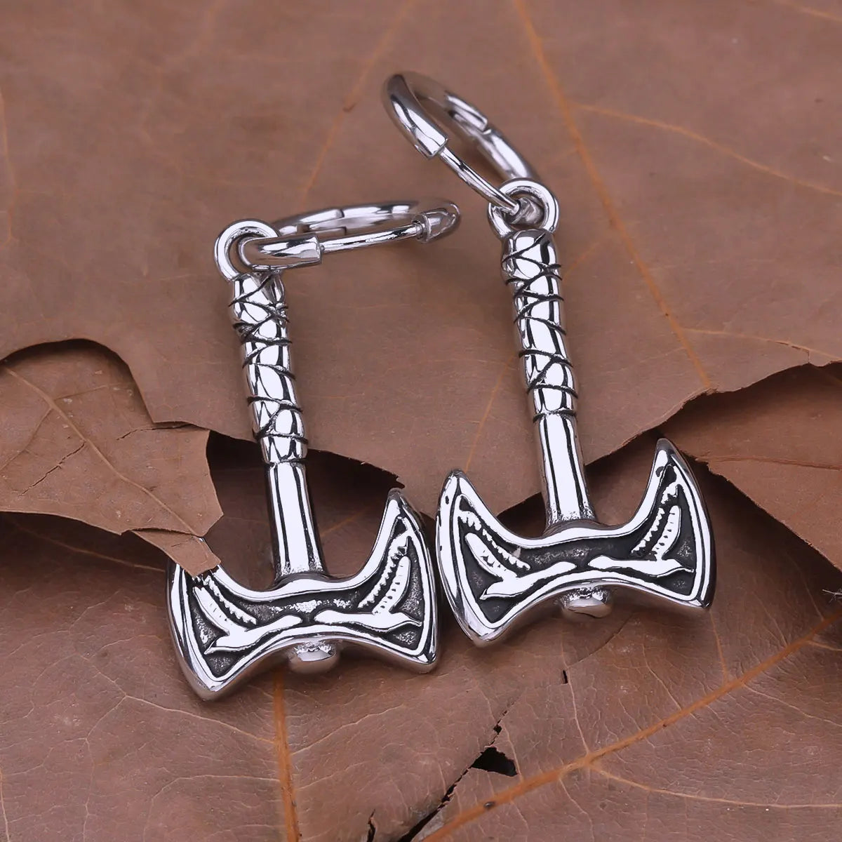 Stainless Steel Vikings Warrior Weapon Axe Drop Earrings Scandinavian Celtic Knot Rune Amulet Dangle Earrings Jewelry Gift