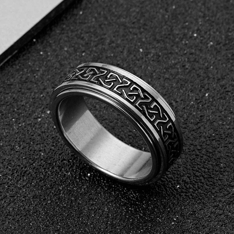 Viking Celtic Knot Rune Rings for Men Rotating Stainless Steel Anti Stress Anxiety Relife Spinning Ring Anillo Antiestres