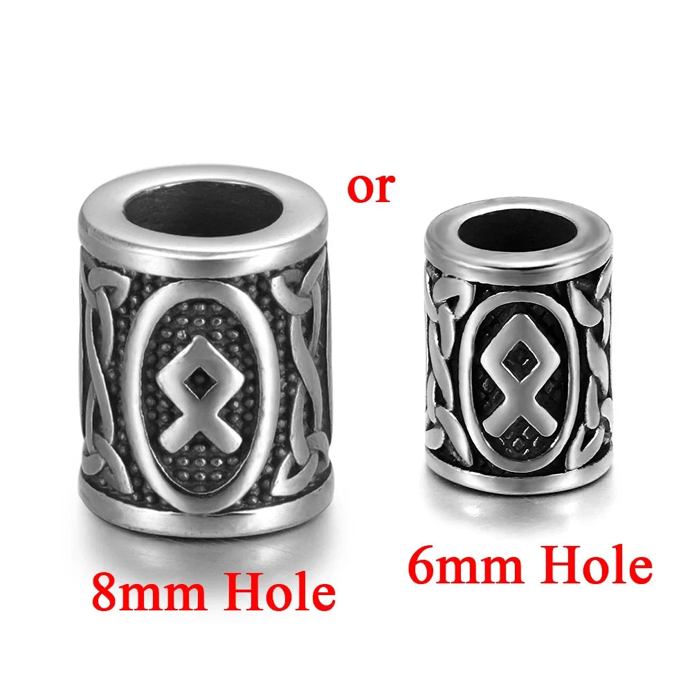 Stainless Steel Viking Rune Beads Hair Beard Lanyards Paracord Bead Jewelry Bracelet Components Jewellery Making DIY Accessories