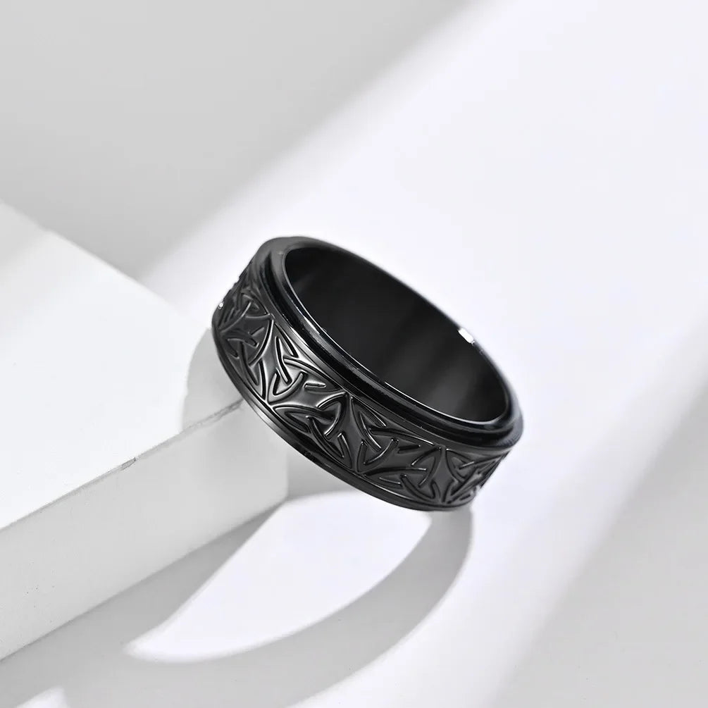 Viking Celtic Knot Rune Rings for Men Rotating Stainless Steel Anti Stress Anxiety Relife Spinning Ring Anillo Antiestres