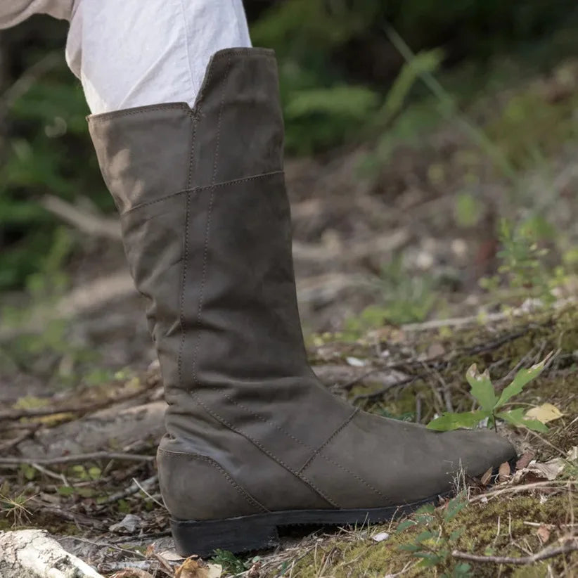 Medieval Viking New Men's Round Head High Boot 2023 Vintage PU Material Warm Long Sleeve Men's Boot