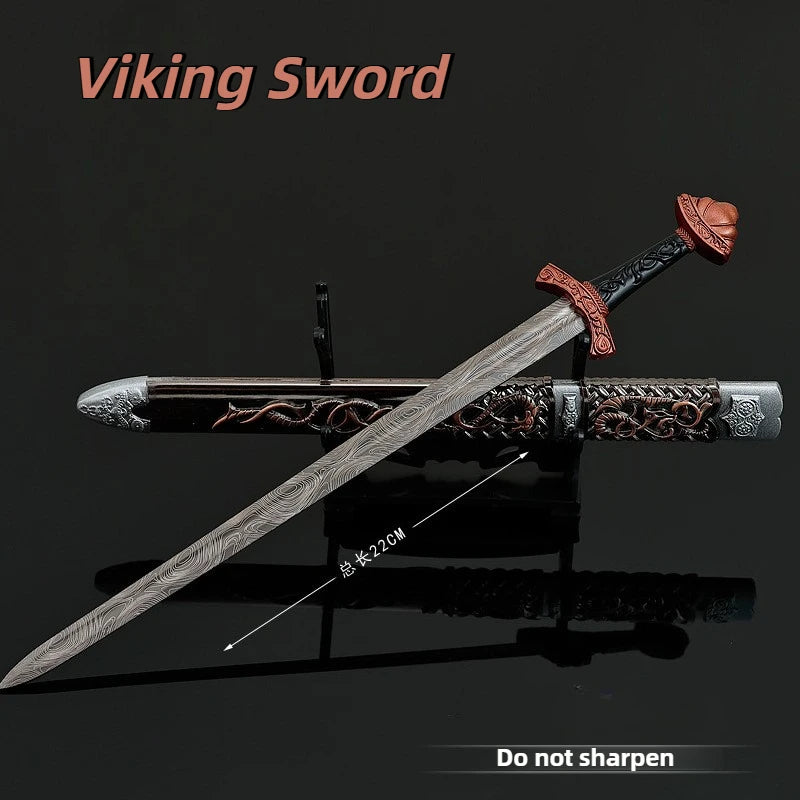 22cm/8.66in Game Peripherals Viking Sword Metal with Sheath Medieval Sword Model Toys Crafts Collectible Ornaments Gifts for Boy