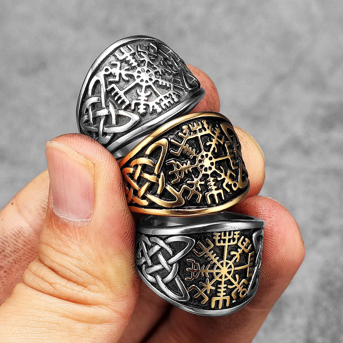 Viking Compass Celtic Knot Men Rings Stainless Steel Women Jewelry Vintage Punk Cool Stuff Fashion Accessories Gift Wholesale