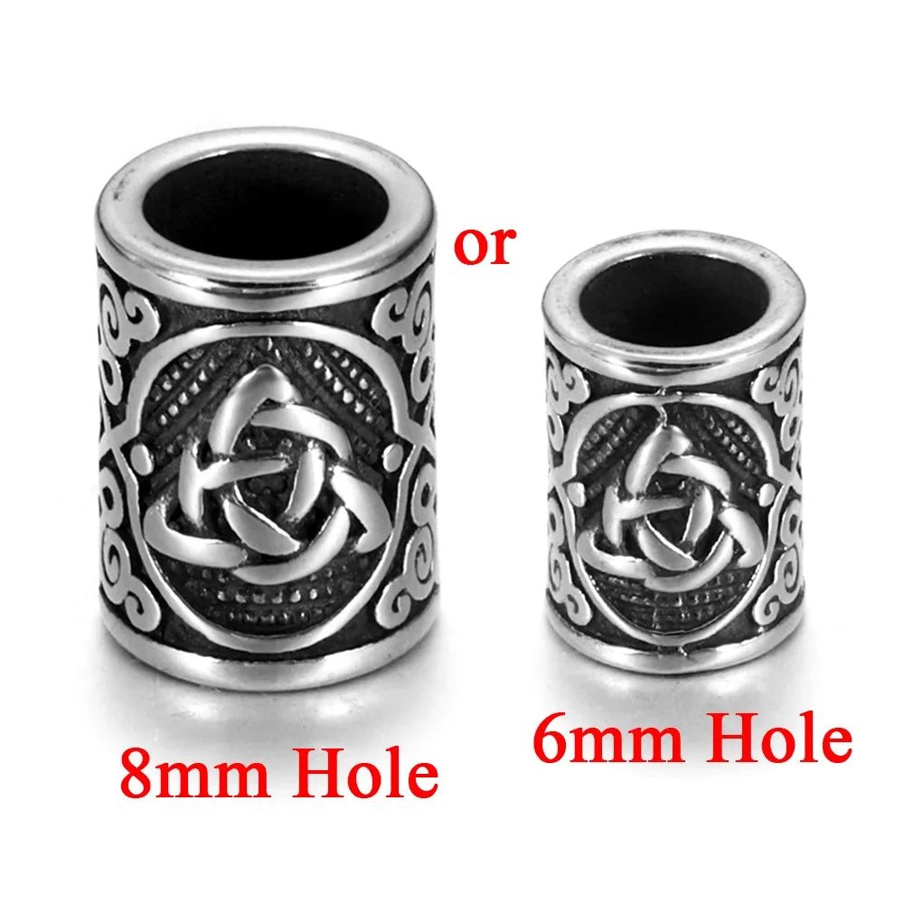 Stainless Steel Viking Rune Beads Hair Beard Lanyards Paracord Bead Jewelry Bracelet Components Jewellery Making DIY Accessories