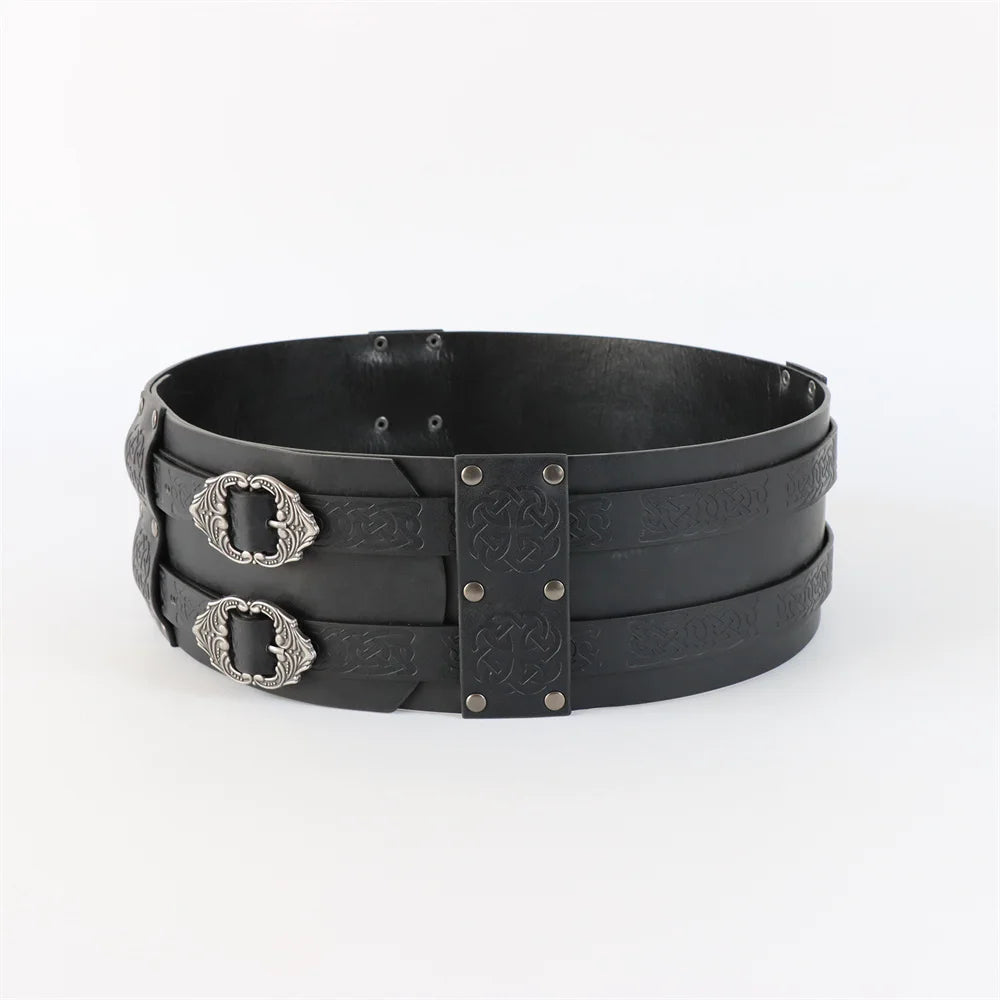 Medieval Viking Wide Belt  Halloween Medieval Faux Leather Armor Belt Knight Cosplay Corset Belt LARP Costume