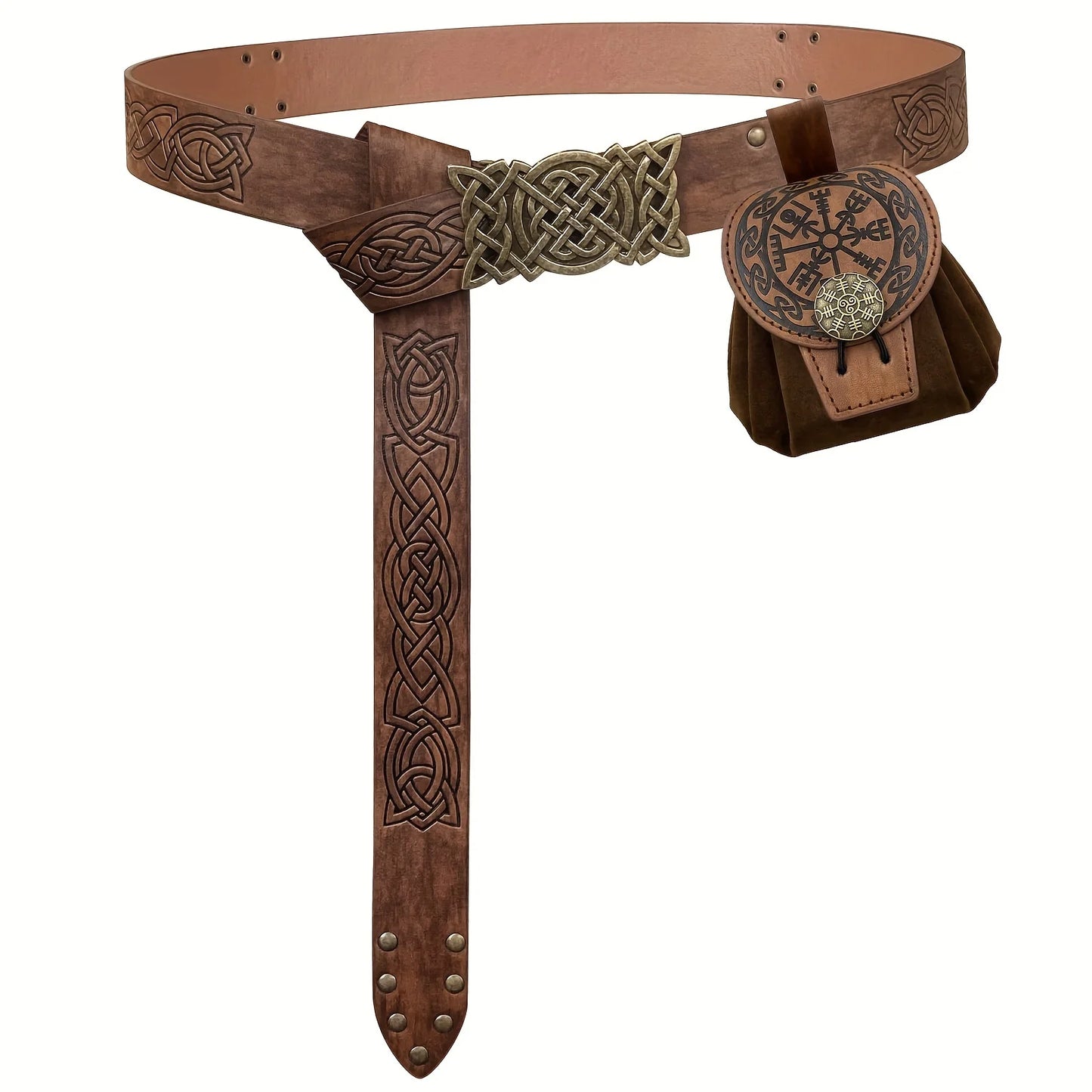 1pc/2pcs medieval PU belt and snowflake coin pouch set, embossed alchemy, Viking role-playing and Renaissance events, Halloween