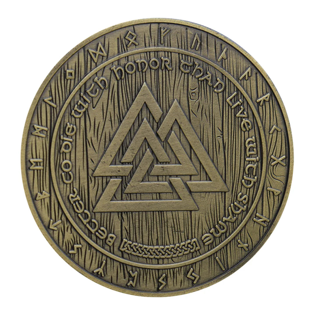 Viking Symbol Commemorative Coin Norwegian Odin Mythological Warrior Collectible Coin Nordic Souvenir Badge
