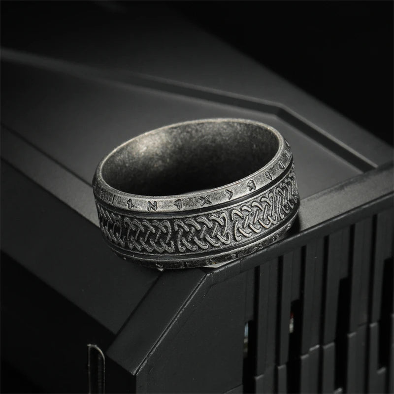 New Vintage Nordic Viking Rune Ring for Men Women Simple Stainless Steel Viking Odin Letter Ring Retro Amulet Jewelry Gifts