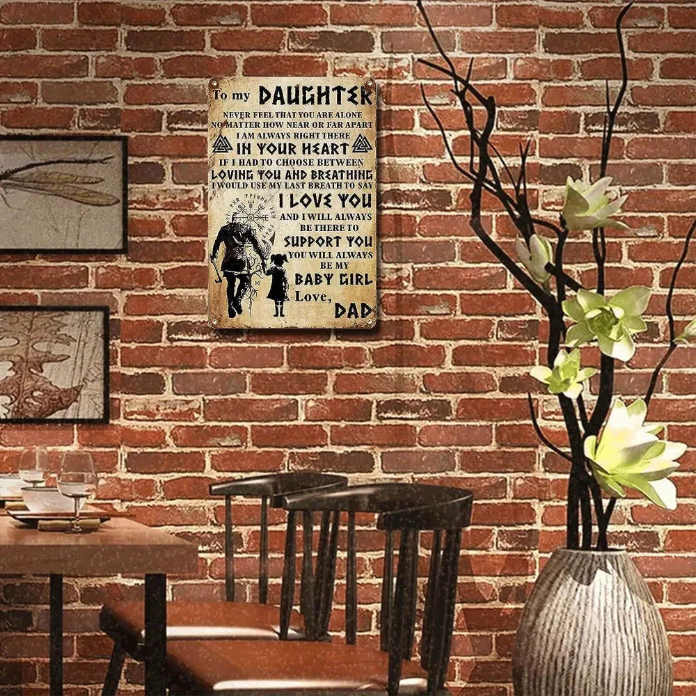 1pc  Metal Sign Vikings Give My Daughter Love Dad Dad and Daughter Garage Metal Sign