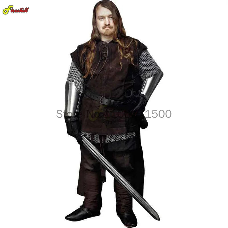 Mens Medieval Punk Vest Punk Cosplay Archer Costume Adult Chest Body Armor Suede Larp Outfit Jerkin Coat Halloween For Men