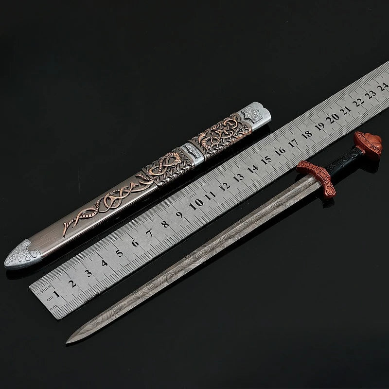 22cm/8.66in Game Peripherals Viking Sword Metal with Sheath Medieval Sword Model Toys Crafts Collectible Ornaments Gifts for Boy