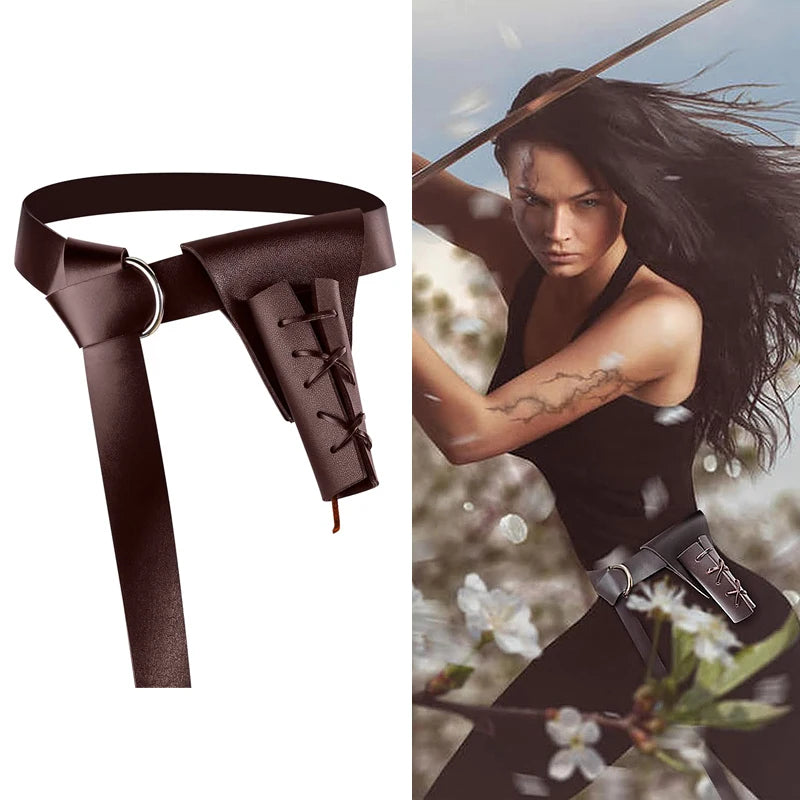 1Pc/2Pcs Halloween Medieval Knight Belt & Viking Sword Leather Case, Dagger Frog Leather Sword Belt Sword Holder, Renaissance Belt