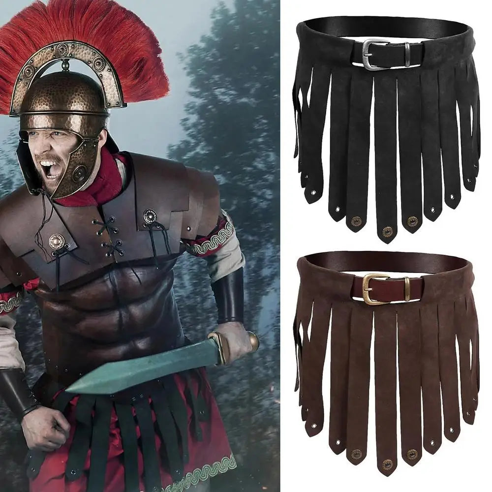 Viking Leather Skirt Halloween Costume Viking Medieval Skirt PU Leather Vintage Roman Gladiator Skirt Renaissance For Cosplay