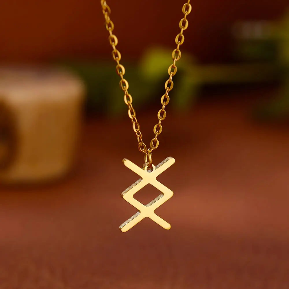 Viking Petite Rune Layering Necklace Elder Futhark Runes Feminine Delicate Norse Runic Pendants Minimalist Jewelry for Women