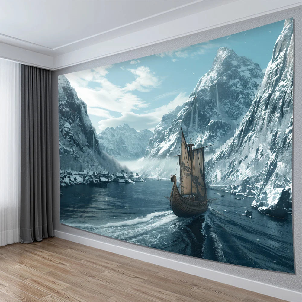 Viking Ship Wall Tapestry Living Room Bedroom or Office Decor 150x 230cm Room Aesthetic Decoration Tapestry