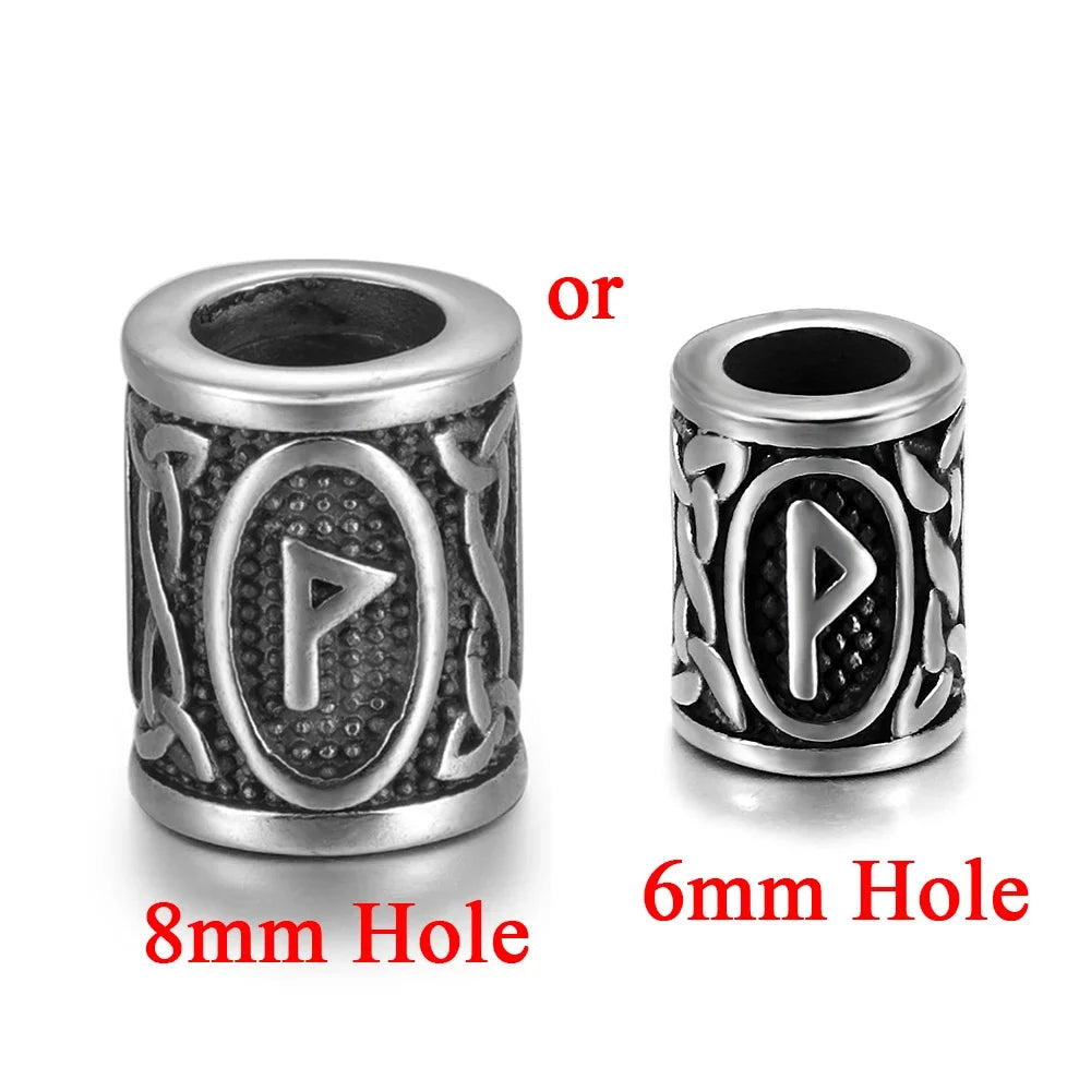 Stainless Steel Viking Rune Beads Hair Beard Lanyards Paracord Bead Jewelry Bracelet Components Jewellery Making DIY Accessories