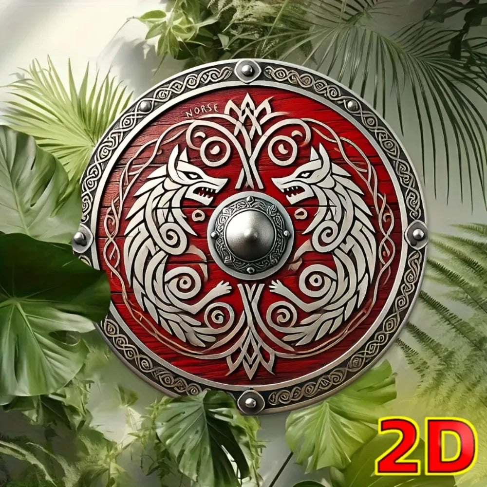 1PC Viking Shield Metal Sign - Medieval Waterproof Iron Wall Art, Rustic Hanging for Home Cafe Bedroom Decor