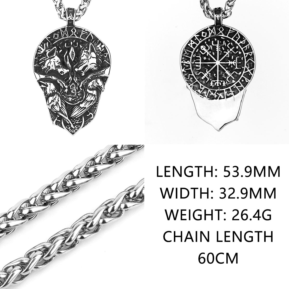 Viking Style Various Wolf Head Runes Original Stainless Steel Material Unisex Necklace Pendant Birthday Gift Factory Wholesale