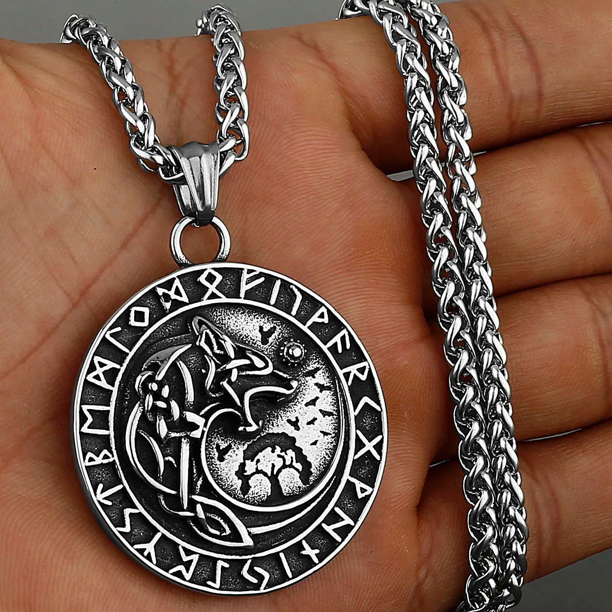 Viking Style Various Wolf Head Runes Original Stainless Steel Material Unisex Necklace Pendant Birthday Gift Factory Wholesale