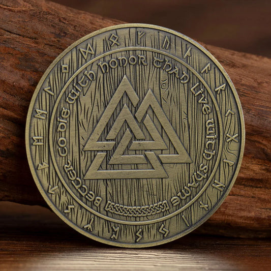 Viking Symbol Commemorative Coin Norwegian Odin Mythological Warrior Collectible Coin Nordic Souvenir Badge