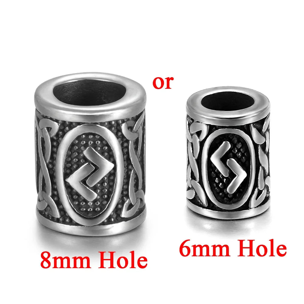 Stainless Steel Viking Rune Beads Hair Beard Lanyards Paracord Bead Jewelry Bracelet Components Jewellery Making DIY Accessories