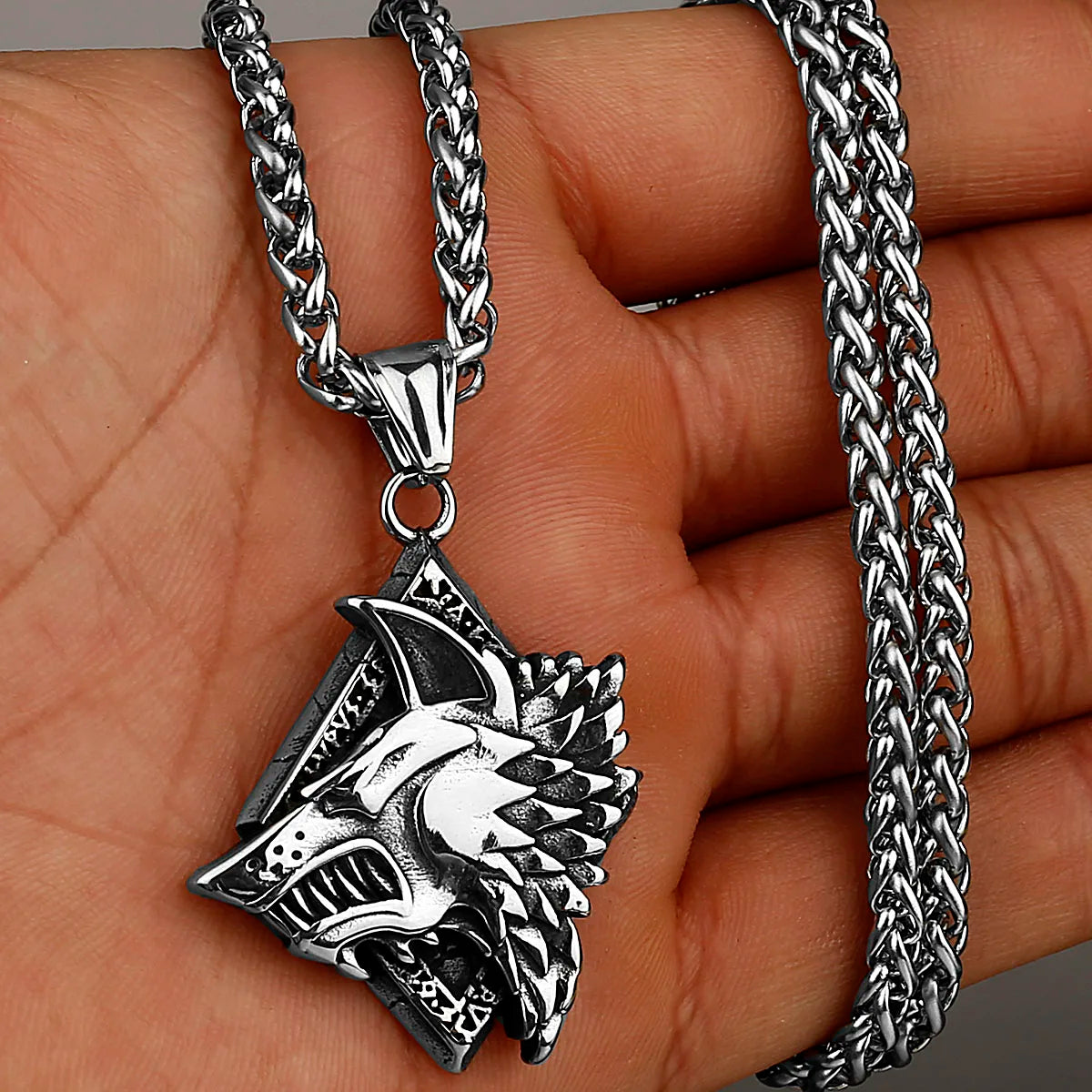 Viking Style Various Wolf Head Runes Original Stainless Steel Material Unisex Necklace Pendant Birthday Gift Factory Wholesale