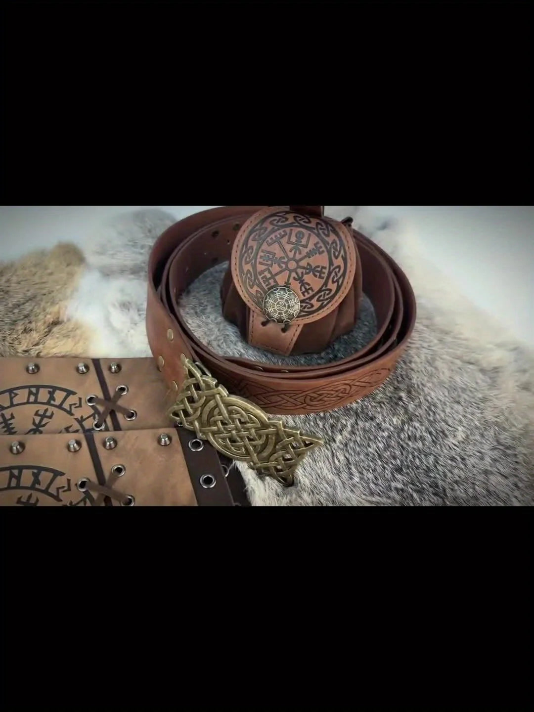 1pc/2pcs medieval PU belt and snowflake coin pouch set, embossed alchemy, Viking role-playing and Renaissance events, Halloween