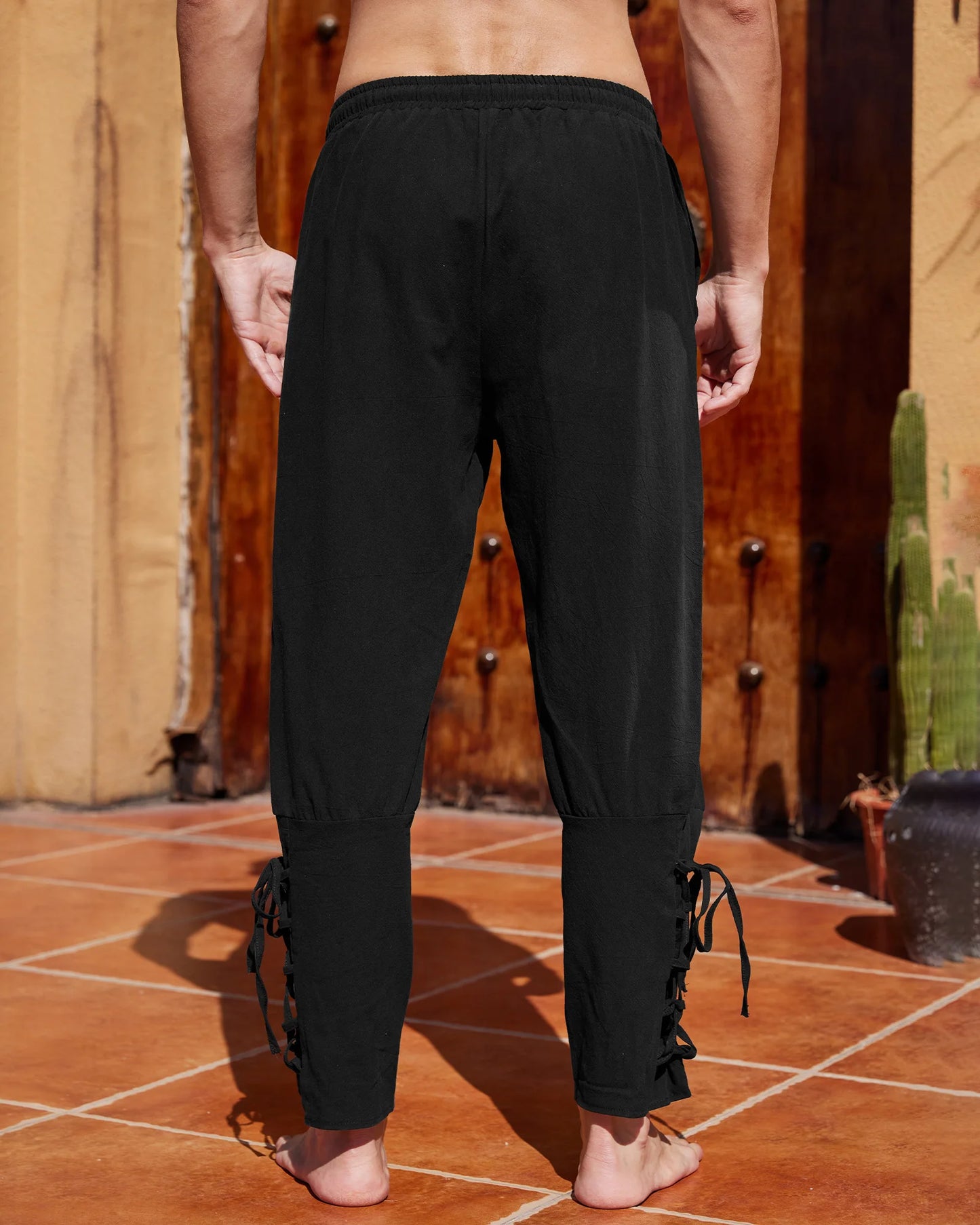 Men's  Halloween Costume  Pants Medieval Viking Pirate Cosplay Pants Renaissance Trousers for Adult With Pocket