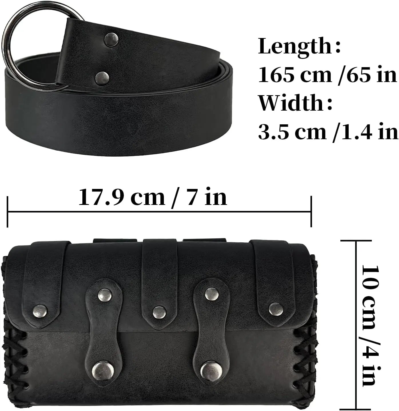 Viking Knight Retro Belt PU Synthetic Leather Copaly Printed Change Waist Pack Halloween Dress Up Belt Set Accessory