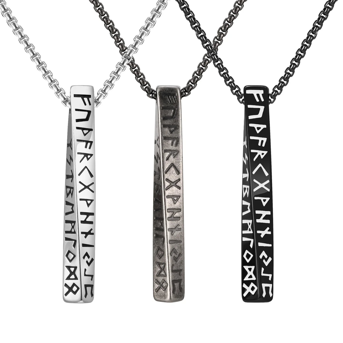 Viking Runes Necklaces For Men Boys, Antique Stainless Steel Jewelry Mobius Bar Pendant Necklaces,norse Viking Odin Gift