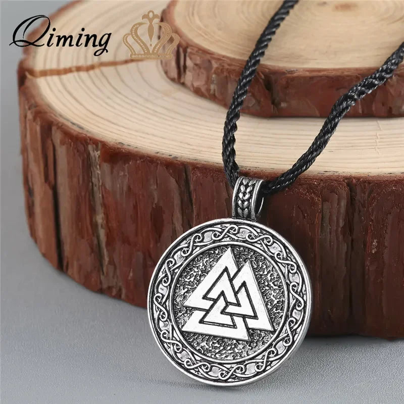 Viking Valknut Pendant Men's Necklace Women Round Pagan Religious Male Man Slavic  Steampunk Jewelry Tibetan Amulet