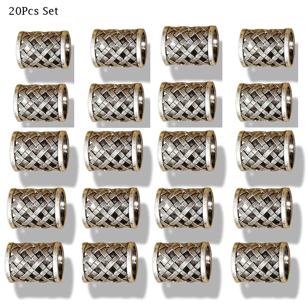 3x Norse Viking Pirate Hole Beard Bead Dreadlocks Ring Hair Braid Metal Tubes Clip Pin Dwarven Jewelry Headband Accessories