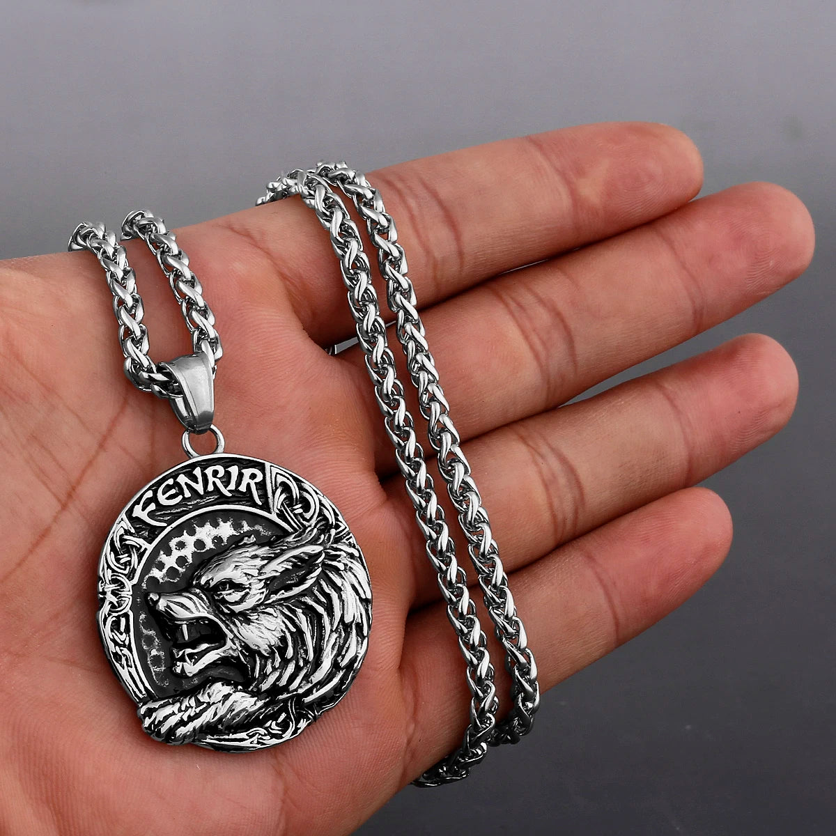 Viking Style Various Wolf Head Runes Original Stainless Steel Material Unisex Necklace Pendant Birthday Gift Factory Wholesale
