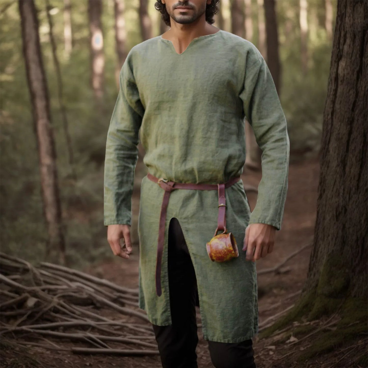 Medieval Renaissance Retro Linen Shirt Tops Tunic Male Long Robes Dress Vintage Jackets Knight Vikings Pirate Cosplay Costumes