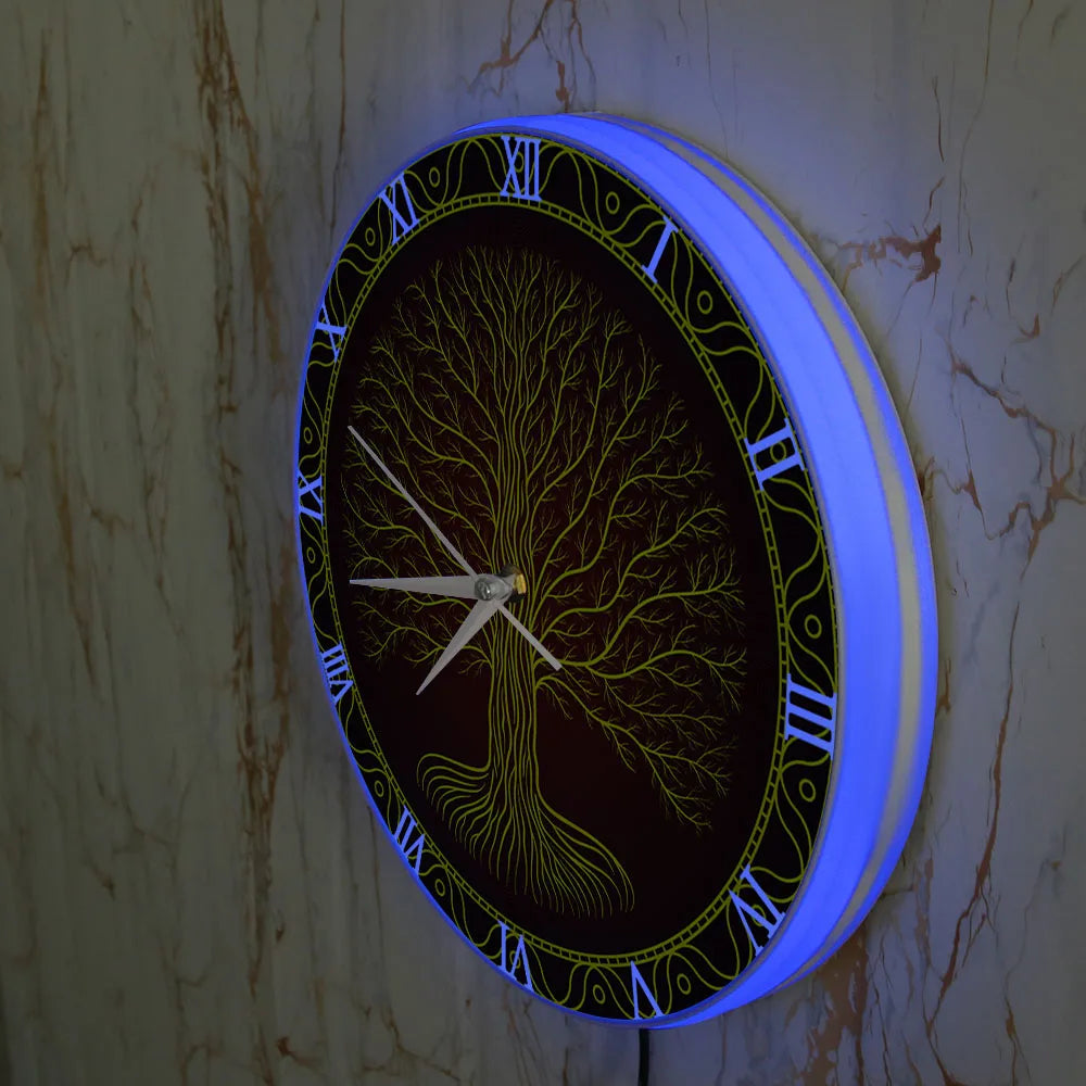 Tree Of Life Symbol LED Wall Clock With Backlight