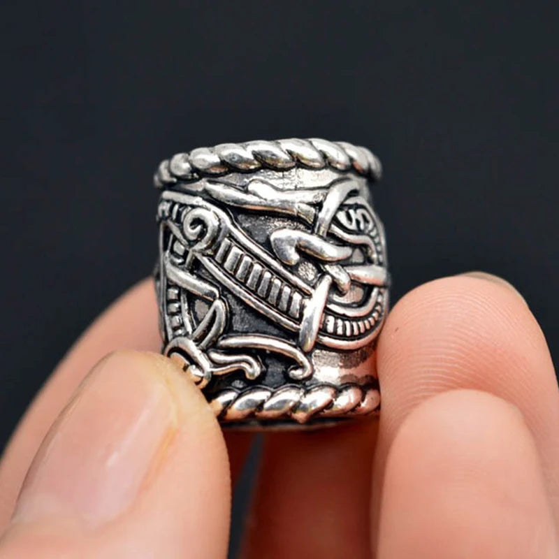 3x Norse Viking Pirate Hole Beard Bead Dreadlocks Ring Hair Braid Metal Tubes Clip Pin Dwarven Jewelry Headband Accessories