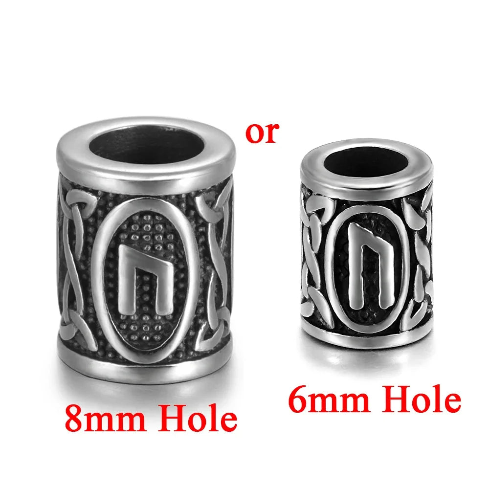 Stainless Steel Viking Rune Beads Hair Beard Lanyards Paracord Bead Jewelry Bracelet Components Jewellery Making DIY Accessories