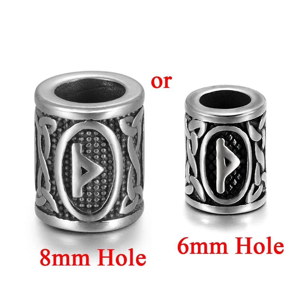 Stainless Steel Viking Rune Beads Hair Beard Lanyards Paracord Bead Jewelry Bracelet Components Jewellery Making DIY Accessories