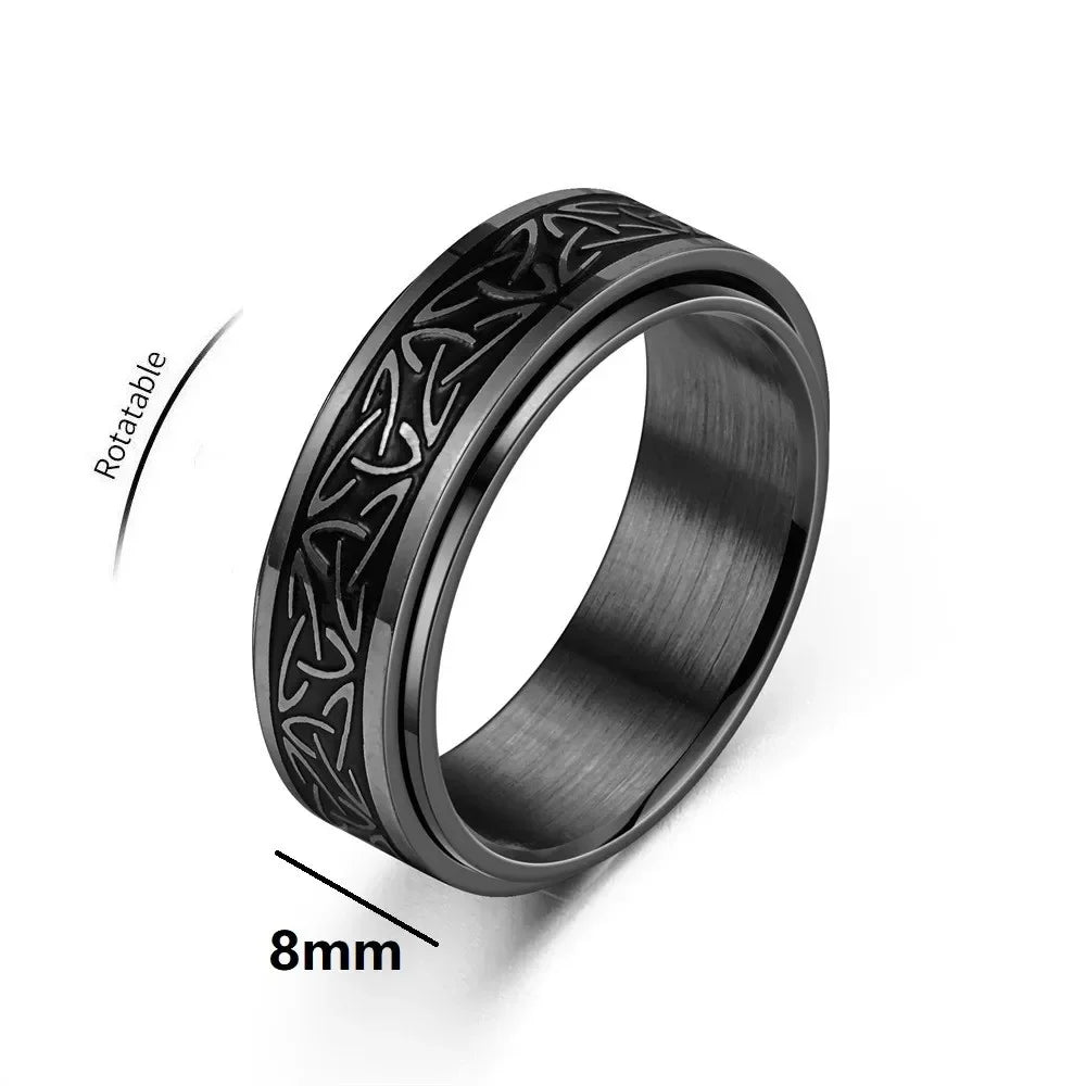 Viking Celtic Knot Rune Rings for Men Rotating Stainless Steel Anti Stress Anxiety Relife Spinning Ring Anillo Antiestres