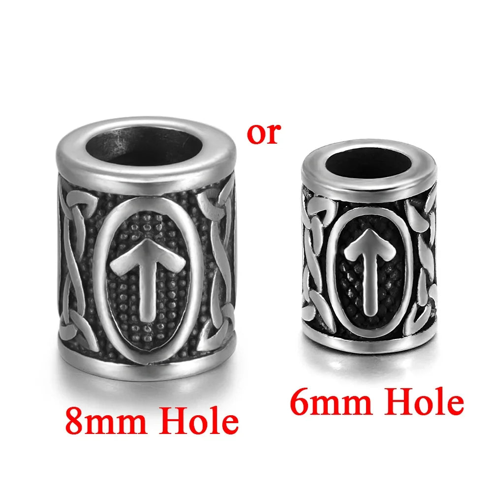 Stainless Steel Viking Rune Beads Hair Beard Lanyards Paracord Bead Jewelry Bracelet Components Jewellery Making DIY Accessories