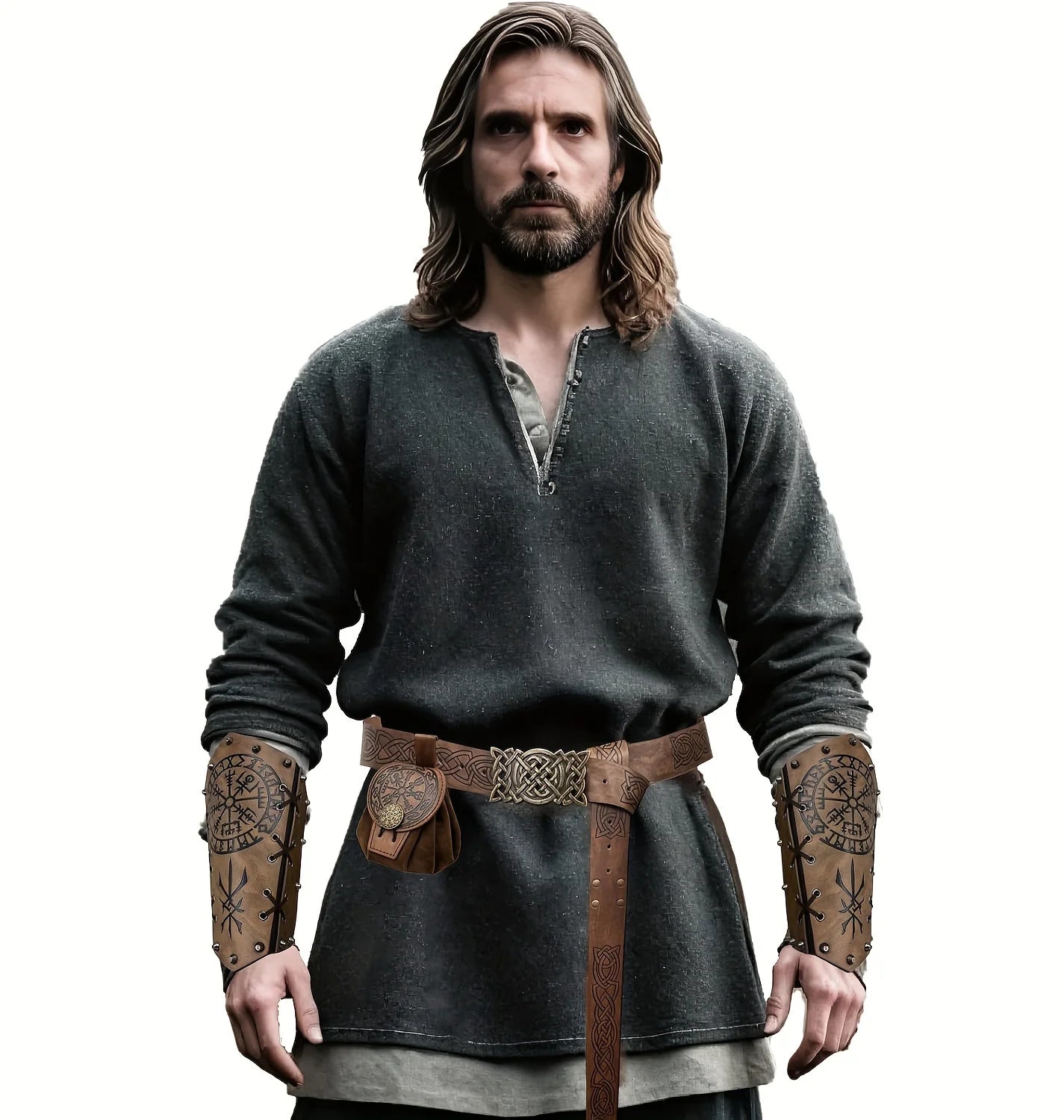 1pc/2pcs medieval PU belt and snowflake coin pouch set, embossed alchemy, Viking role-playing and Renaissance events, Halloween