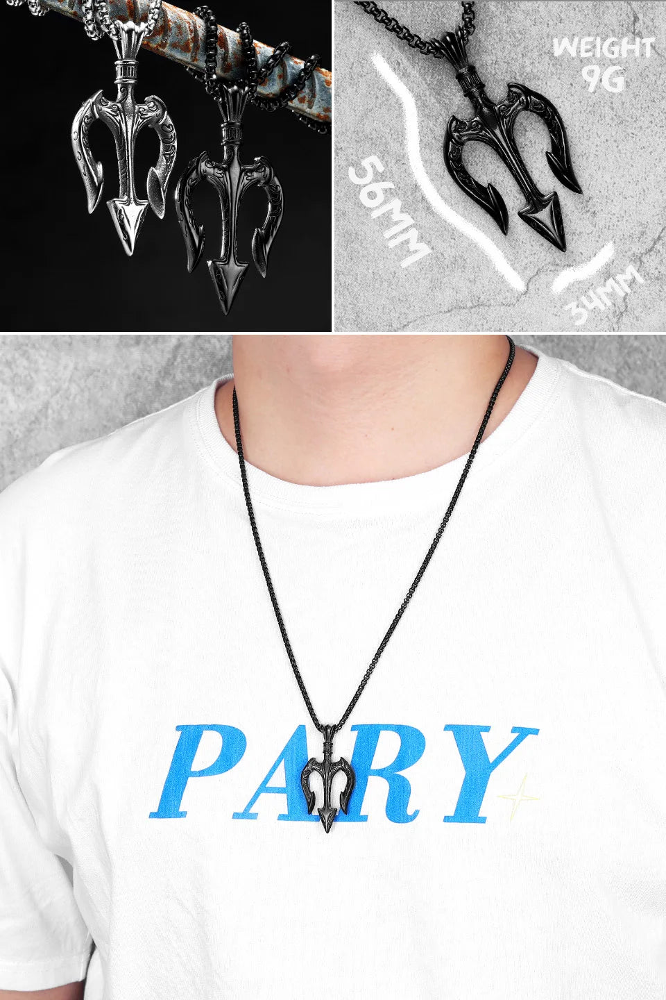 Viking Variety Weapons Men Pendant Necklace Stainless Steel Nordic Myth Chain Retro Rock Punk Rap for Friend Male Jewelry Gift