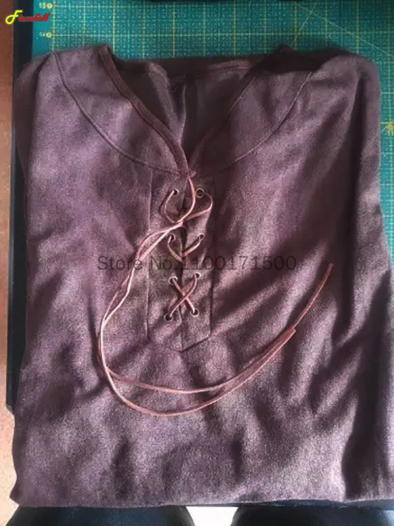 Mens Medieval Punk Vest Punk Cosplay Archer Costume Adult Chest Body Armor Suede Larp Outfit Jerkin Coat Halloween For Men