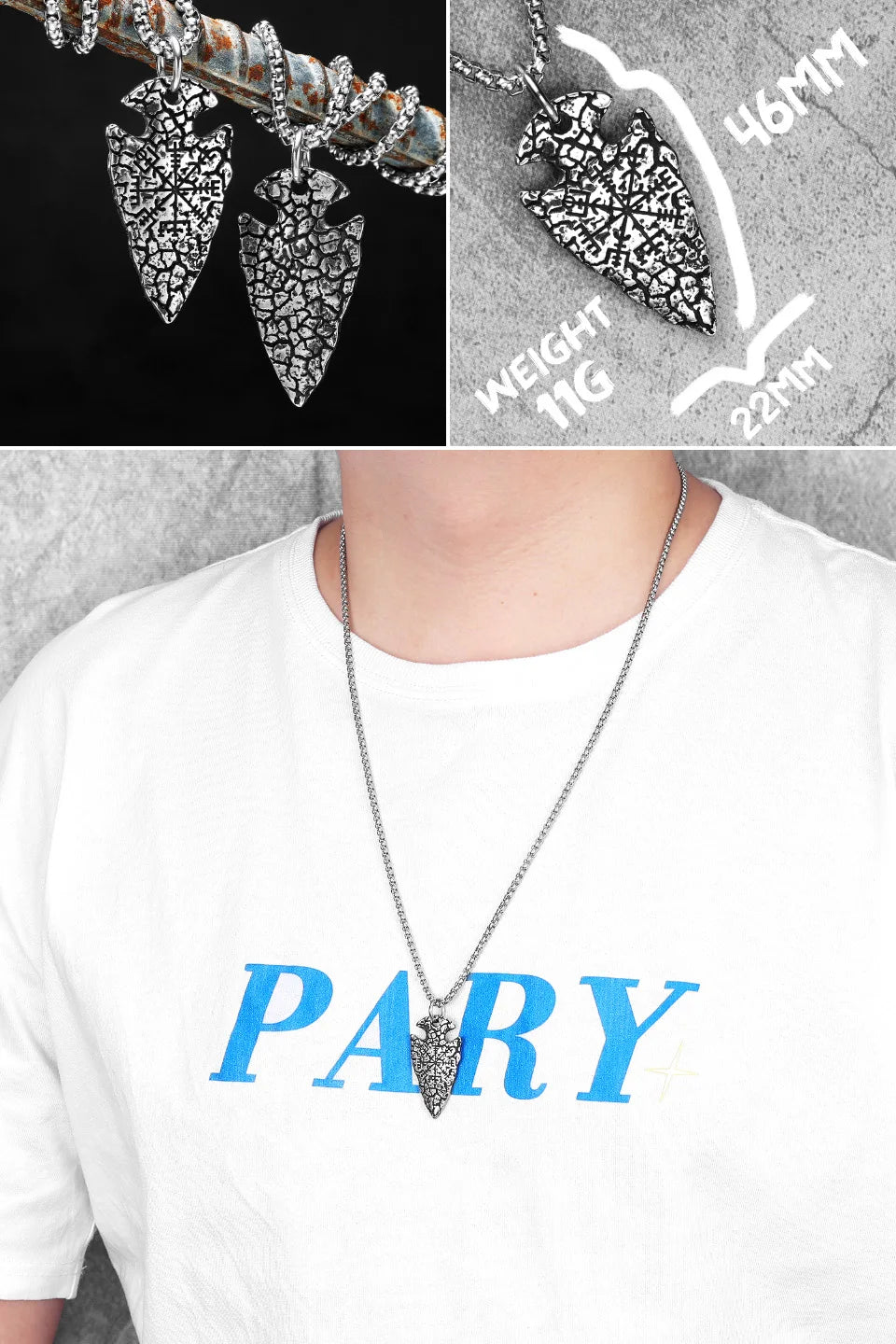 Viking Variety Weapons Men Pendant Necklace Stainless Steel Nordic Myth Chain Retro Rock Punk Rap for Friend Male Jewelry Gift